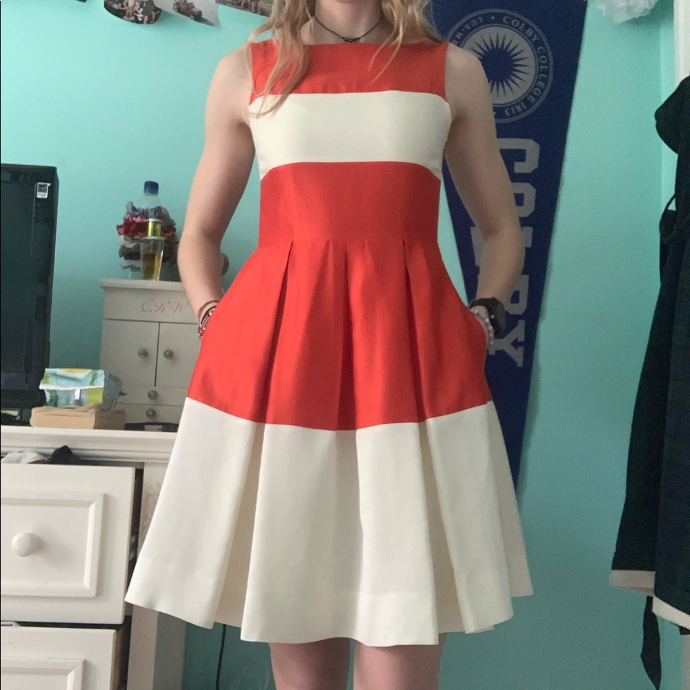 Kate Spade Orange and White Dress